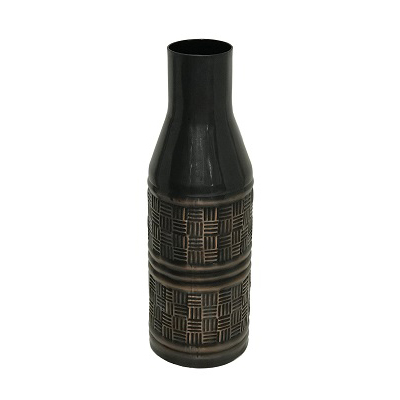 Medium Checker Orbit Vase-Ant Copper